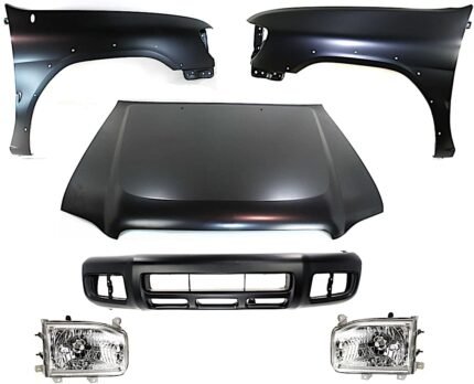 Replacement 6-Piece Kit Factory Style Hood, Steel, Primed, Includes (1) Bumper Cover, (2) Fender, (2) Headlight, and (1) Hood