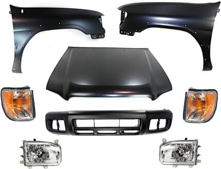 Replacement 8-Piece Kit Factory Style Hood, Steel, Primed, Includes (1) Bumper Cover, (2) Corner Light, (2) Fender, (2) Headlight, and (1) Hood