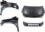 Replacement 4-Piece Kit Factory Style Hood, Steel, Primed, Includes (1) Bumper Cover, (2) Fender, and (1) Hood