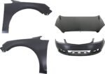 Replacement 4-Piece Kit, Front Primed Bumper Cover, Includes (1) Bumper Cover, (2) Fender, and (1) Hood