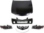 Replacement 6-Piece Kit Factory Style Hood, Steel, Primed, Includes (1) Bumper Cover, (1) Grille, (1) Grille Trim, (2) Headlight, and (1) Hood