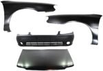 Replacement 4-Piece Kit Factory Style Hood, Steel, Primed, Includes (1) Bumper Cover, (2) Fender, and (1) Hood