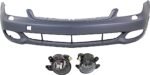 Replacement 3-Piece Kit, Front Primed Bumper Cover, Includes (1) Bumper Cover and (2) Fog Light