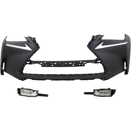 Replacement 3-Piece Kit Front Primed Bumper Cover, For Models With F Sport Package, Includes (1) Bumper Cover and (2) Fog Light