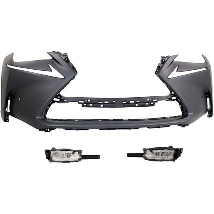 Replacement 3-Piece Kit Front Primed Bumper Cover, For Models With F Sport Package, Includes (1) Bumper Cover and (2) Fog Light