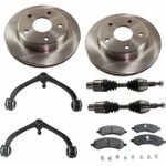 JC Whitney 8-Piece Kit Front Axle Assembly with Brake Discs, Brake Pad Set, and Control Arms, Four Wheel Drive
