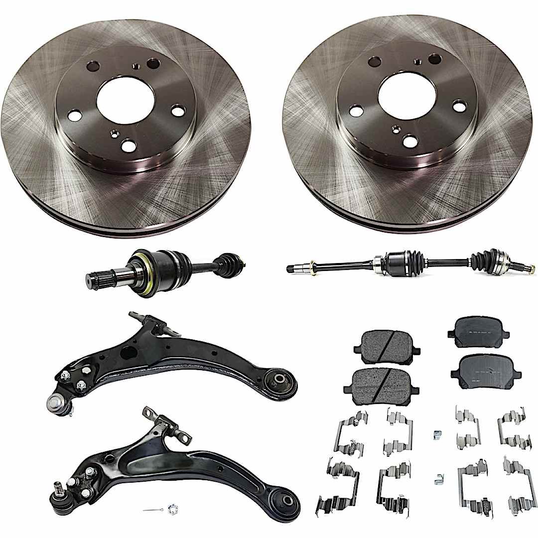 kit-j022422-0031_1.jpg JC Whitney 8-Piece Kit Front Axle Assembly, Automatic Transmission, Plug-In Style Inboard Housing, Front Wheel Drive, Includes Brake Discs, Brake Pad Sets, and Control Arms - Image 1