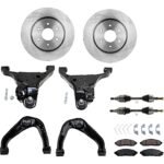 JC Whitney 10-Piece Kit Front, Driver and Passenger Side Axle Assembly with Brake Discs, Brake Pad Set, and Control Arms, 4WD, 4.0L Engine
