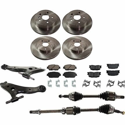 JC Whitney 12-Piece Kit Front Axle Assembly, Includes Brake Discs, Brake Pad Sets, and Control Arms, 6 Cyl., 3.0L Engine, Japan Built Vehicle