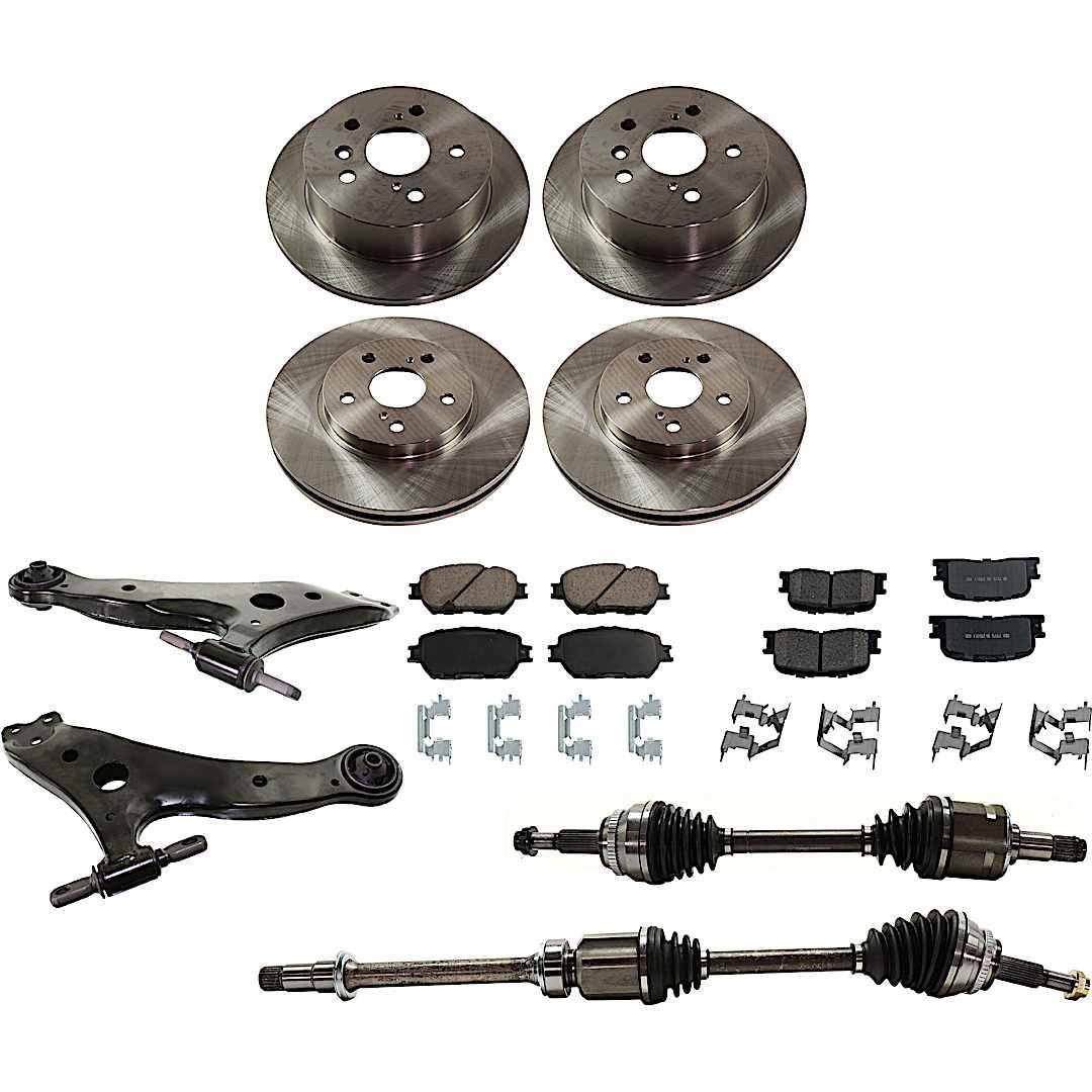 kit-j022422-0072_1.jpg JC Whitney 12-Piece Kit Front Axle Assembly, Includes Brake Discs, Brake Pad Sets, and Control Arms, 6 Cyl., 3.0L Engine, Japan Built Vehicle - Image 1