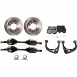 JC Whitney 8-Piece Kit Front Axle Assembly, includes (2) Axle Assembly, (2) Brake Disc, (1) Brake Pad Set, and (2) Control Arm, 6 Lugs, 12.56 in.Disc Diameter, Four Wheel Drive