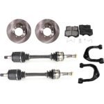 JC Whitney 8-Piece Kit Front Axle Assembly with Brake Discs, Brake Pad Set, and Control Arms, Four Wheel Drive