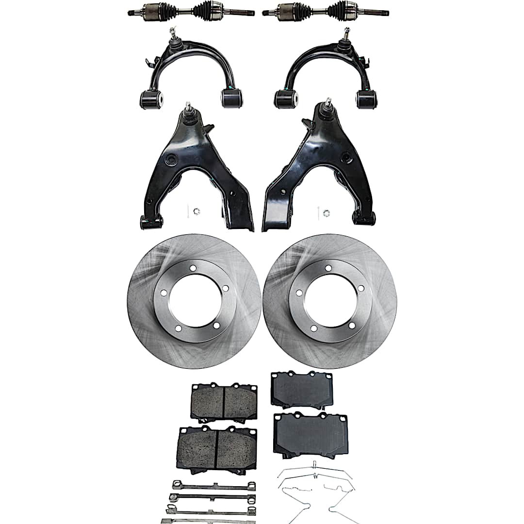 kit-j030422-0094_1.jpg JC Whitney 10-Piece Kit Front Axle Assembly, Four Wheel Drive, Includes Brake Discs, Brake Pad Sets, and Control Arms - Image 1