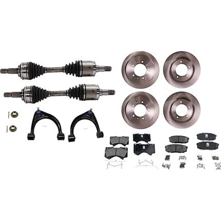 JC Whitney 12-Piece Kit Front Axle Assembly with Brake Discs, Brake Pad Set, and Control Arms, 4WD