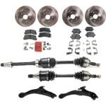 JC Whitney 12-Piece Kit Front Axle Assembly, Automatic Transmission, Plug-In Style Inboard Housing, Includes Brake Discs, Brake Pad Sets, and Control Arms