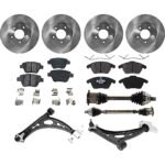 JC Whitney 12-Piece Kit Front Axle Assembly, Diesel, For Models with 288mm Front Disc, 272mm Rear Disc, Includes (2) Axle Assembly, (4) Brake Disc, (2) Brake Pad Set, and (2) Control Arm