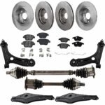 JC Whitney 14-Piece Kit Front Axle Assembly, Diesel, Sedan, For Models With 288mm Front Disc/272mm Rear Disc, Includes (2) Axle Assembly, (4) Brake Disc, (2) Brake Pad Set, and (4) Control Arm