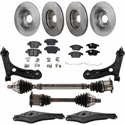JC Whitney 14-Piece Kit Front Axle Assembly, Diesel, Sedan, For Models With 288mm Front Disc/272mm Rear Disc, Includes (2) Axle Assembly, (4) Brake Disc, (2) Brake Pad Set, and (4) Control Arm