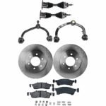 JC Whitney 8-Piece Kit Front, Driver and Passenger Side Axle Assembly, Four Wheel Drive, For Models With Auto Adjusting Suspension, Includes Brake Discs, Brake Pad Sets, and Control Arms