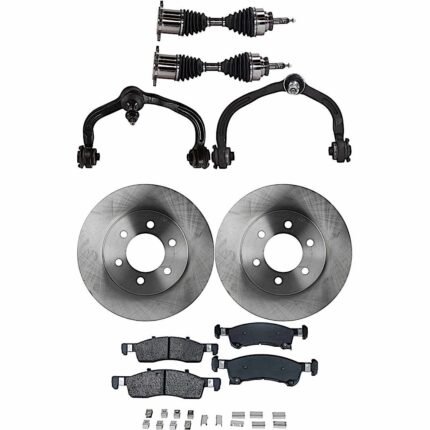JC Whitney 8-Piece Kit Front Axle Assembly, Four Wheel Drive, Four Wheel Drive, For Models With Standard Suspension, Includes Brake Discs, Brake Pad Sets, and Control Arms