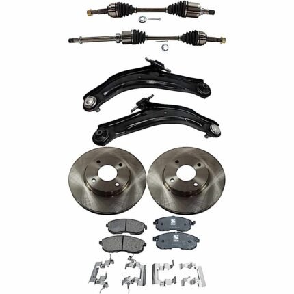 JC Whitney 8-Piece Kit Front, Driver and Passenger Side Axle Assembly, Automatic CVT Transmission, Includes Brake Discs, Brake Pad Sets, and Control Arms