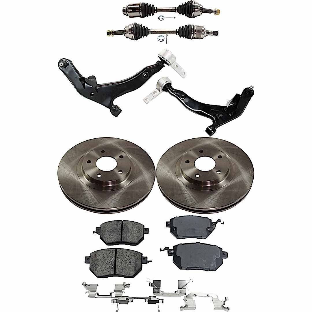 kit-j041022-044_1.jpg JC Whitney 8-Piece Kit Front, Driver and Passenger Side Axle Assembly with Brake Discs, Brake Pad Set, and Control Arms, All Wheel Drive - Image 1