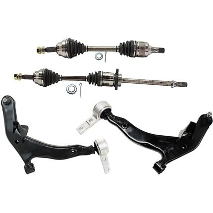 JC Whitney 8-Piece Kit Front, Driver and Passenger Side Axle Assembly with Brake Discs, Brake Pad Set, and Control Arms, Wheel Drive