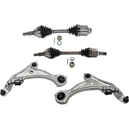 JC Whitney 8-Piece Kit Front, Driver and Passenger Side Axle Assembly with Brake Discs, Brake Pad Set, and Control Arms, AWD
