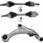 JC Whitney 8-Piece Kit Front, Driver and Passenger Side Axle Assembly with Brake Disc, Brake Pad Set, and Control Arms, AWD