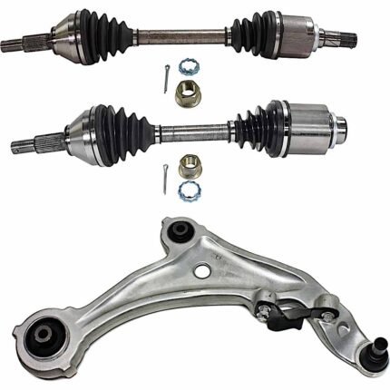 JC Whitney 8-Piece Kit Front, Driver and Passenger Side Axle Assembly with Brake Disc, Brake Pad Set, and Control Arms, AWD