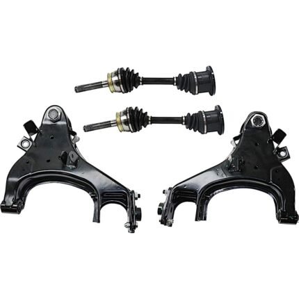 JC Whitney 8-Piece Kit Front, Driver and Passenger Side Axle Assembly, 4WD, New, includes (2) Axle Assembly, (2) Brake Disc, (1) Brake Pad Set, and (2) Control Arm