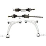 JC Whitney 8-Piece Kit Front, Driver and Passenger Side Axle Assembly, Wheel Drive, Automatic Transmission, Includes Brake Discs, Brake Pad Sets, and Control Arms