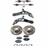 JC Whitney 8-Piece Kit Front, Driver and Passenger Side Axle Assemblies with Brake Discs, Brake Pad Set, and Control Arms, VIN C (8th Digit), Naturally Aspirated, Front Wheel Drive, Automatic Transmission
