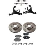 JC Whitney 8-Piece Kit Front, Driver and Passenger Side Axle Assemblies with Brake Discs, Brake Pad Set, and Control Arms, VIN C (8th Digit), Naturally Aspirated, Front Wheel Drive, Automatic Transmission