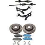 JC Whitney 8-Piece Kit Front Axle Assembly with Brake Discs, Brake Pad Set, and Control Arms, Front Wheel Drive