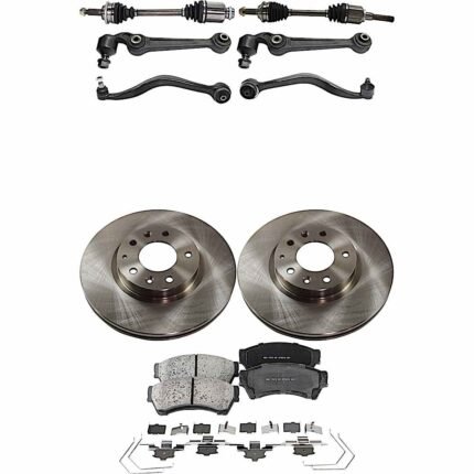 JC Whitney 10-Piece Kit Front Axle Assembly with Brake Discs, Brake Pad Sets, and Control Arms, All Wheel Drive, Automatic Transmission