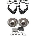 JC Whitney 10-Piece Kit Front Axle Assembly, Includes Brake Discs, Brake Pad Sets, and Control Arms