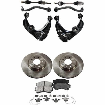 JC Whitney 10-Piece Kit Front Axle Assembly with Brake Discs, Brake Pad Sets, and Control Arms, Automatic Transmission
