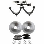 JC Whitney 8-Piece Kit Front, Driver and Passenger Side Axle Assembly with Brake Discs, Brake Pad Set, and Control Arms, 4WD/RWD