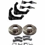 JC Whitney 8-Piece Kit Front, Driver and Passenger Side Axle Assembly, includes (2) Axle Assembly, (2) Brake Disc, (1) Brake Pad Set, and (2) Control Arm, Four Wheel Drive