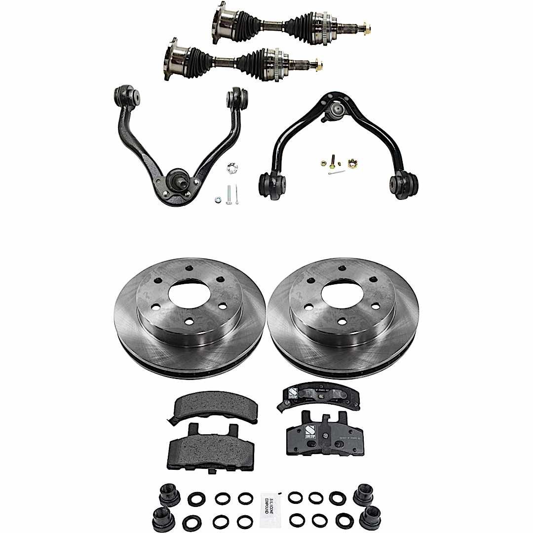 kit-j060222-056_1.jpg JC Whitney 8-Piece Kit Front Axle Assembly with Brake Discs, Brake Pad Set, and Control Arms, Four Wheel Drive, with 8,600 lbs. GVW - Image 1