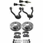 JC Whitney 8-Piece Kit Front, Driver and Passenger Side Axle Assembly with Brake Discs, Brake Pad Set, and Control Arms, Four Wheel Drive