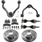 JC Whitney 8-Piece Kit Front, Driver and Passenger Side Axle Assembly with Brake Discs, Brake Pad Set, and Control Arms, Four Wheel Drive