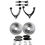 JC Whitney 8-Piece Kit Front, Driver and Passenger Side Axle Assembly with Brake Discs, Brake Pad Set, and Control Arms
