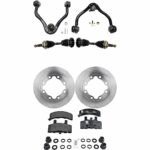 JC Whitney 8-Piece Kit Front Driver and Passenger Side Axle Assembly with Brake Discs, Brake Pad Set, and Control Arms, Four Wheel Drive