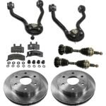 JC Whitney 8-Piece Kit Front, Driver and Passenger Side Axle Assembly with Brake Discs, Brake Pad Set, and Control Arms