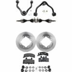 JC Whitney 8-Piece Kit Front Axle Assembly with Brake Discs, Brake Pad Set, and Control Arms, Four Wheel Drive, with 8,600 lbs. GVW