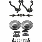 JC Whitney 8-Piece Kit Front Axle Assembly with Brake Discs, Brake Pad Set, and Control Arms, Four Wheel Drive