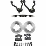 JC Whitney 8-Piece Kit Front Axle Assembly with Brake Discs, Brake Pad Set, and Control Arms, Four Wheel Drive