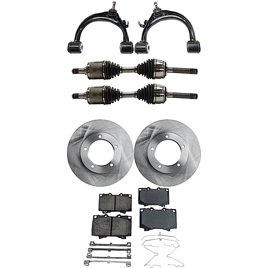 kit-j061622-030_1.jpg JC Whitney 8-Piece Kit Front Axle Assembly, Four Wheel Drive, Includes Brake Discs, Brake Pad Sets, and Control Arms - Image 1